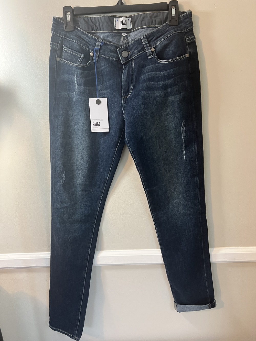 Paige Jimmy Jimmy Skinny Women's Blue Jeans Size 28 Distressed Low Rise Denim
